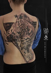 Leoparden Backpiece Leopard Animal Tattoo Tier Bodyart DASH TATTOO Danny ShoeStar
