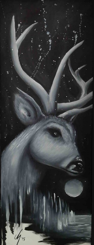 Nature related Painting Natur Heimat Hirsch Art Kunst rise of the deer