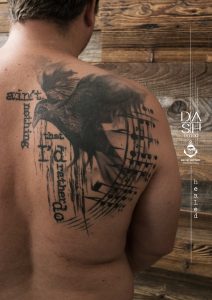 Raven Tattoo Back Healed DASH TATTOO