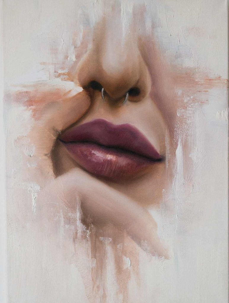 Realistic Abstract Painting Mouth Lips Woman Portrait Art Gallery Vienna Dash Tattoo Danny ShoeStar