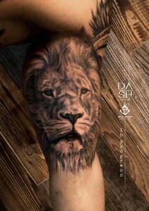 Realistic Lion Tattoo Black Grey