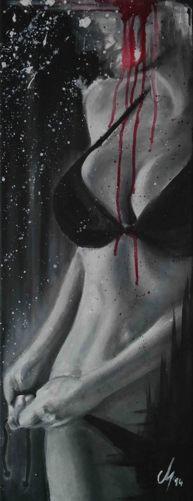 Woman Painting Art Kunst Dash Schwarz Weiß Rot